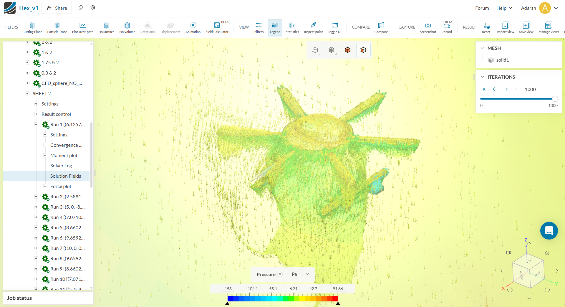 Pressure Vector Field from SimScale CFD